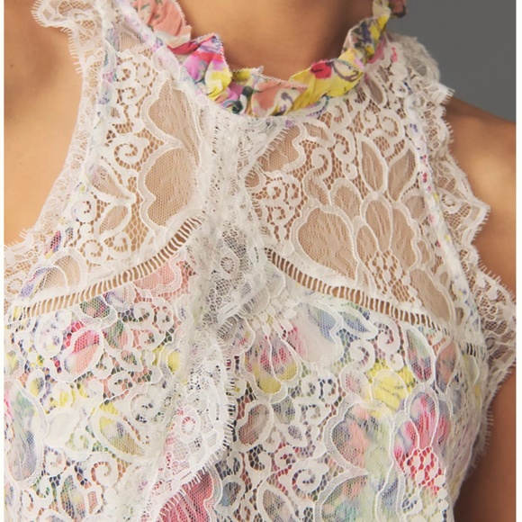 Anthropologie Sleeveless Lace-Back Tiered Mini Dress – Feminine, Flowy & Flatter - Picture 2 of 16